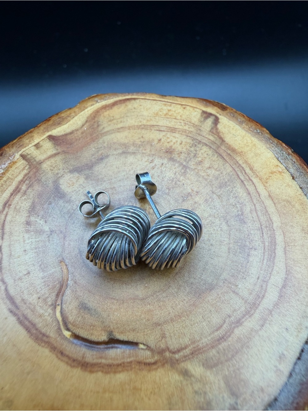 Sterling Silver Knotted Hoop Stud Earrings - 2.8g
